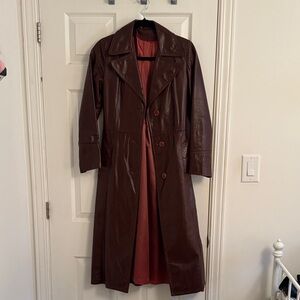 Brown/Red Leather Trench Coat - vintage no tag’s